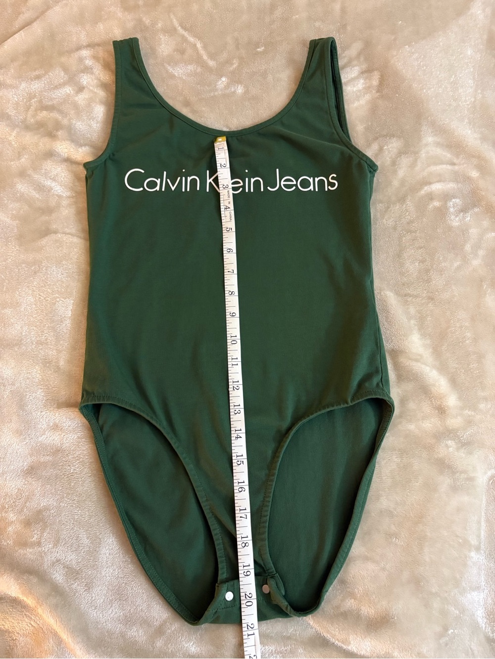 Calvin Klein Scoop Neck Bodysuit Green With Buttons Size XS - Picture 6 of 7